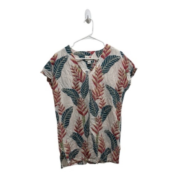 reyn spooner Tops - Reyn Spooner Women’s Hawaiian Top Tropical Print Short Sleeve Shirt V Neck